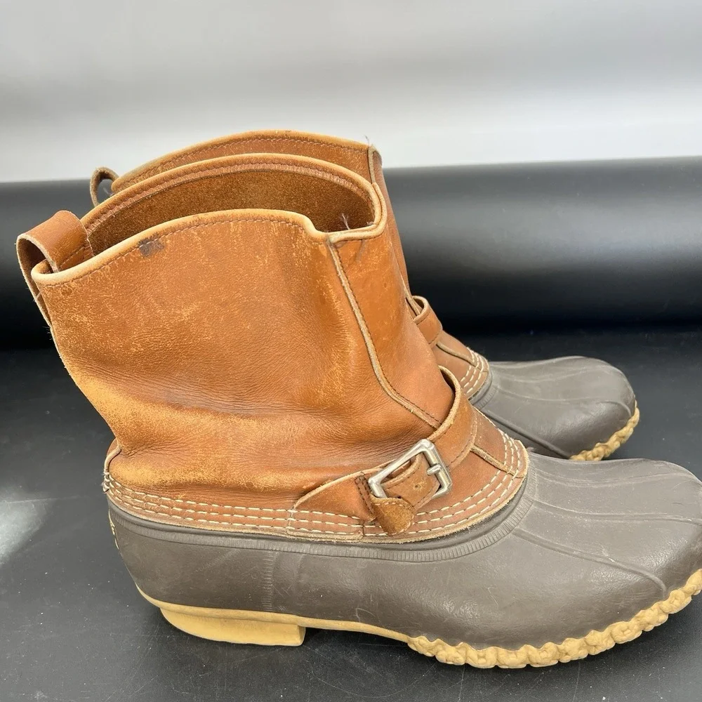 LL Bean Maine‎ Hunting Shoe Vintage Duck Boots Brown Leather Mens 10 Made USA